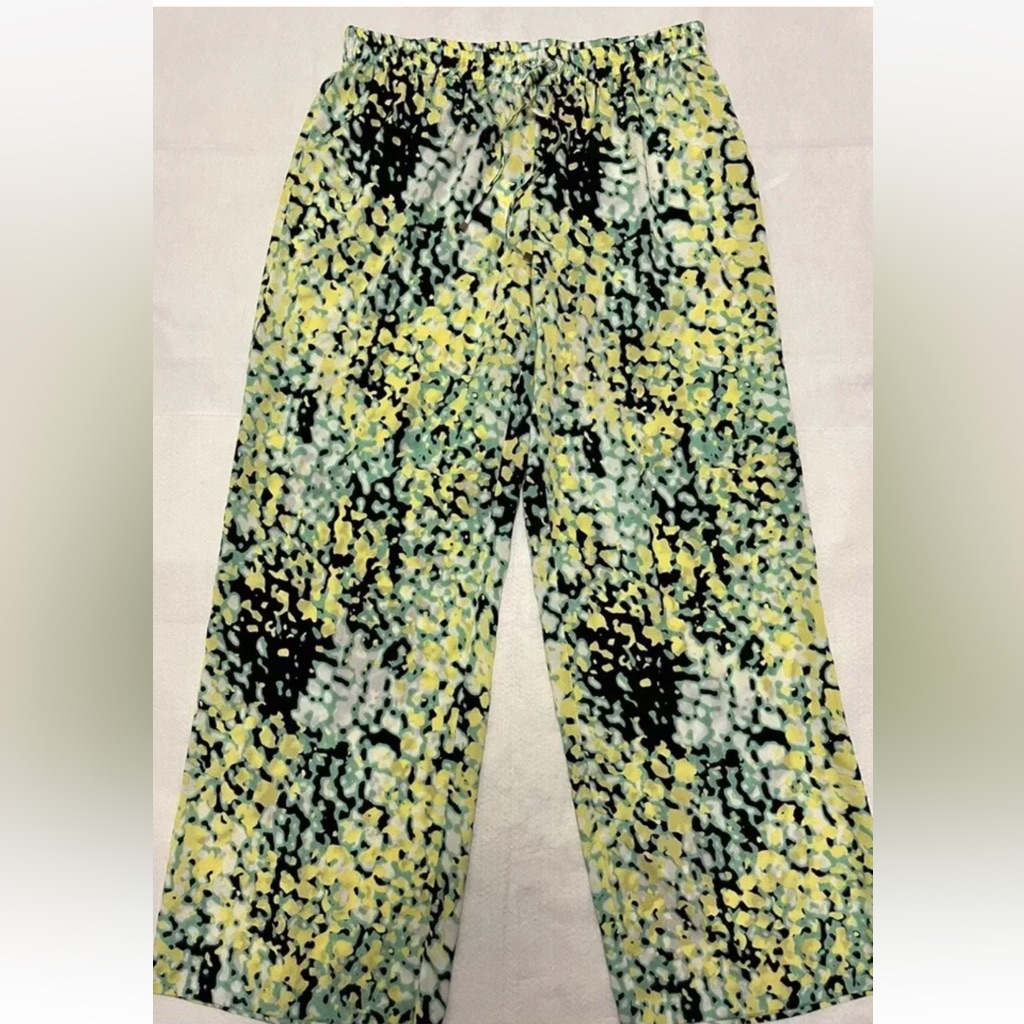 Calvin Klein Palazzo Pants Women's Size L Wide Leg Pull On Drawstring Nwt $72